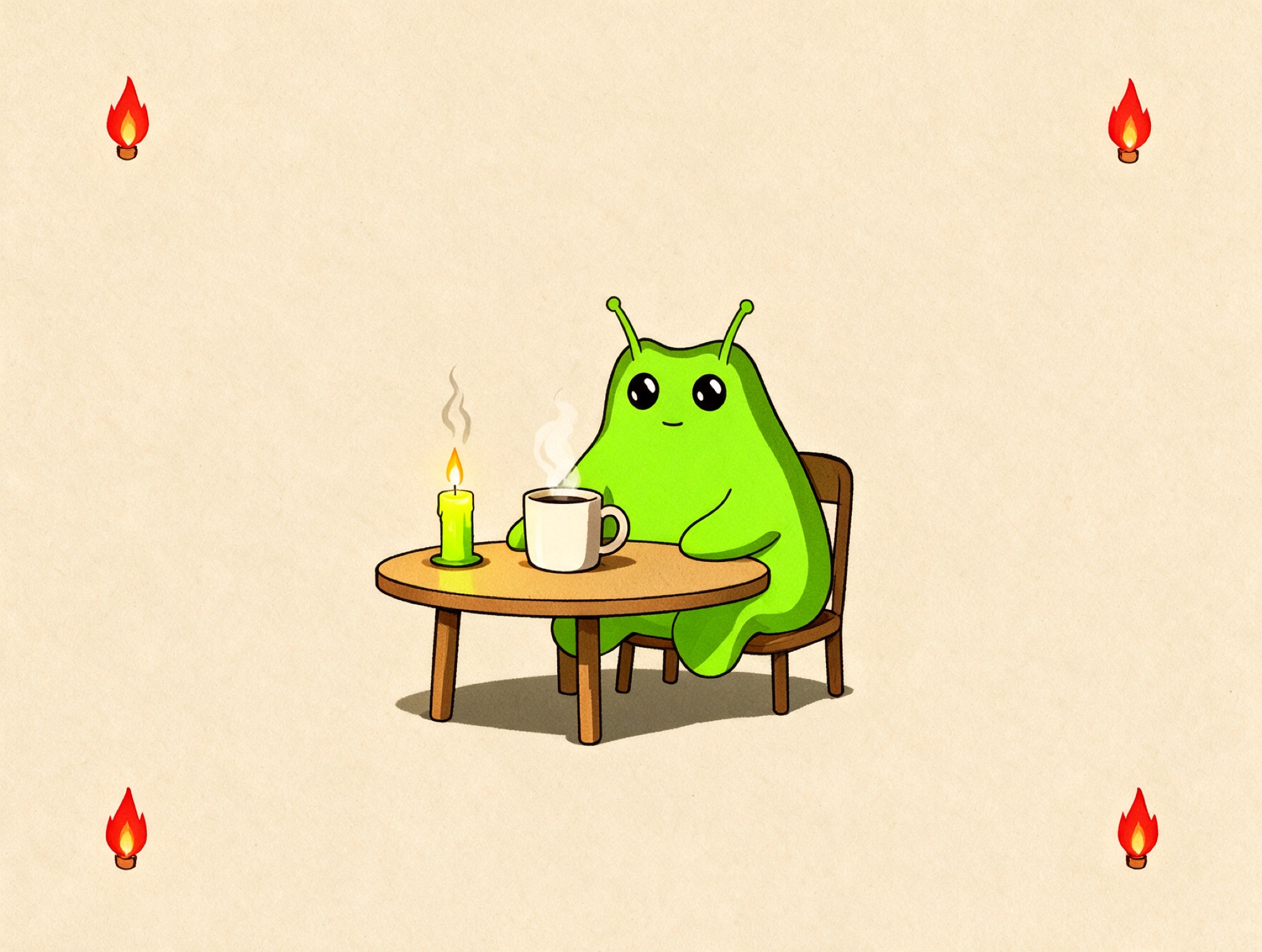 Bwob meme: Bwob sitting calmly while everything melts around him